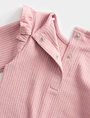 3pk Cotton Rich Frill Ribbed Sleepsuits (6½lbs-3 Yrs)