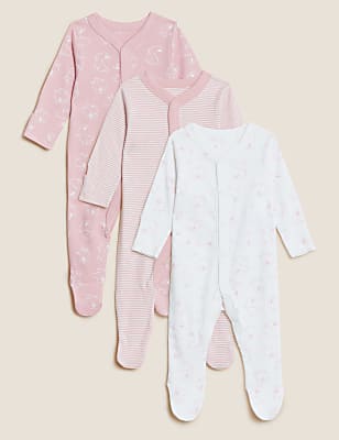 3pk Pure Cotton Printed Sleepsuits (5lbs-3 Yrs)