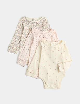 3 Pack Floral Long Sleeve Bodysuits (7lbs-3 Yrs)