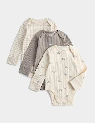 3 Pack Cotton Rich Dino Bodysuits (7lbs - 3 Yrs)