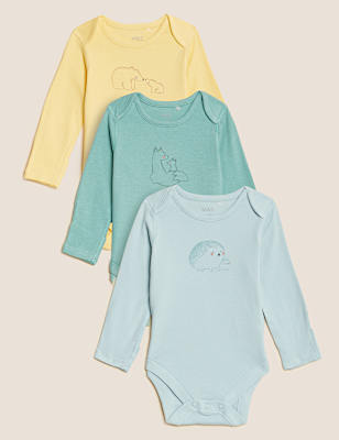 3pk Pure Cotton Animal Print Bodysuits (6&frac12;lbs-3 Yrs)