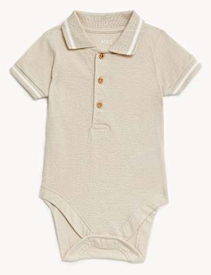 3pk Pure Cotton Polo Bodysuits (0-3 Yrs)