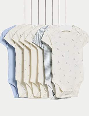 7pk Pure Cotton Dog Print Bodysuits (5lbs-3 Yrs)