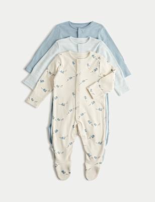 3 Pack Pure Cotton Plane Sleepsuits (5lbs-3 Yrs)