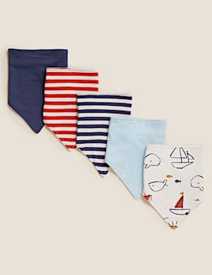 5pk Cotton Printed Dribble Bibs