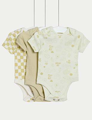 3pk Cotton Rich Checkerboard Bodysuits (6½lbs-3 Yrs)