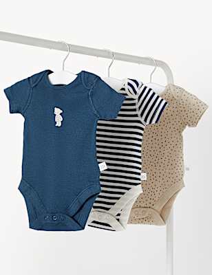 3pk Cotton Rich Printed Bodysuits (6 1/2 lbs-3 Yrs)