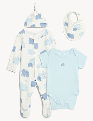 4pc Pure Cotton Elephant Starter Set