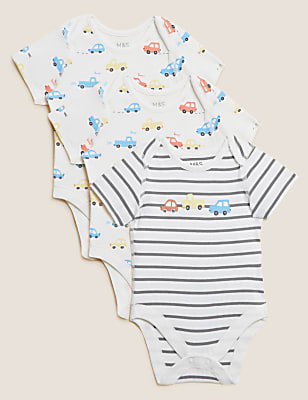3pk Cotton Rich Transport Bodysuits (61/2 lbs - 3 Yrs)