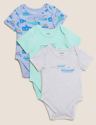 3pk Pure Cotton Animal Bodysuits (6½lbs - 3 Yrs)