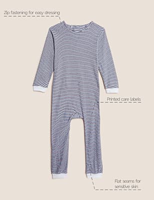 Adaptive Pure Cotton Striped Sleepsuit
