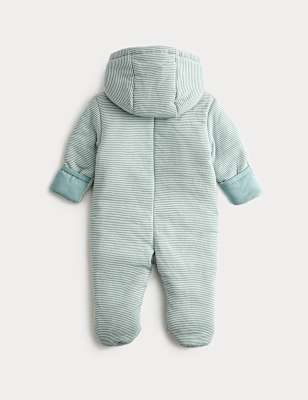 Cotton Rich Jersey Striped Pramsuit (0-12 Mths)