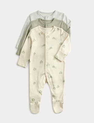 3 Pack Pure Cotton Frog Sleepsuits (0 Mths-3 Yrs)