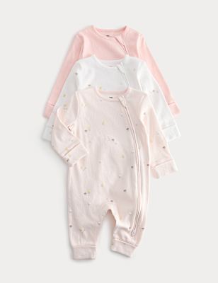 3 Pack Cotton Rich Sleepsuits (7lbs-3 Yrs)