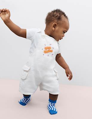 Cotton Rich Twill Popcorn Bibshorts (0-3 Yrs)