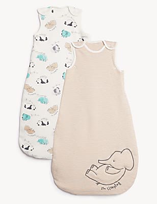2pk Pure Cotton Elephant Sleeping Bags