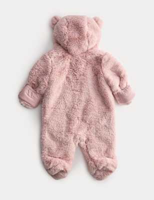 Faux Fur Hooded Pramsuit (0-12 Mths)