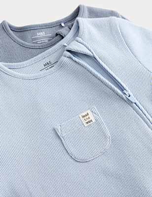 3 Pack Cotton Rich Ribbed Sleepsuits (6&frac12;lbs-3 Yrs)