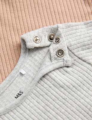 3pk Cotton Rich Ribbed Long Sleeve Bodysuits (0-3 Yrs)