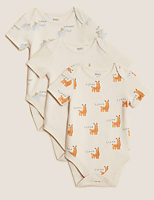 3pk Pure Cotton Printed Bodysuits