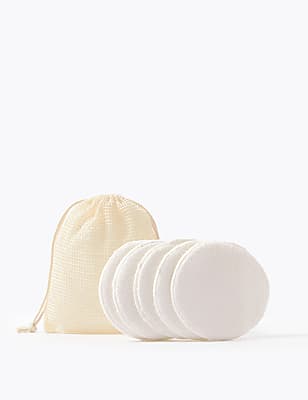 Pack of 5 Reusable Pure Cotton Pads & Bag