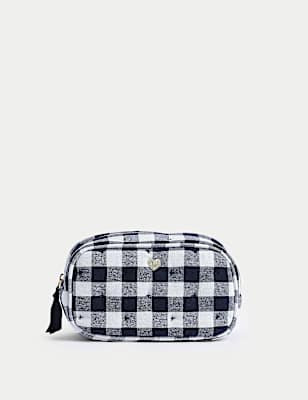 Blue and White Gingham Cosmetic Bag