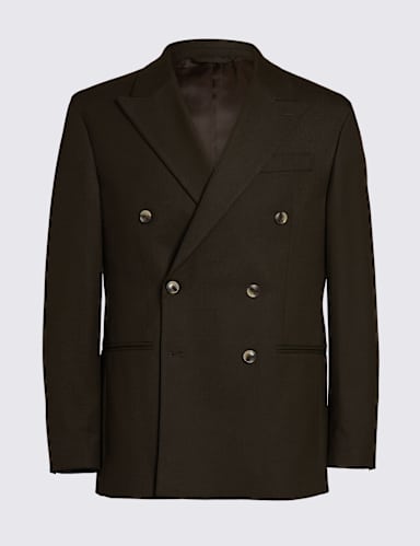 Relaxed Fit Flannel Double Breasted Suit Jacket.