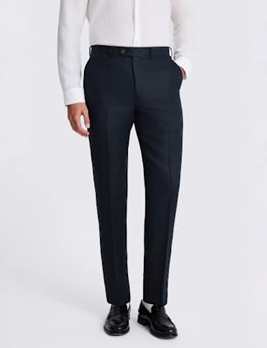 Tailored Fit Pure Linen Twill Suit Trousers.