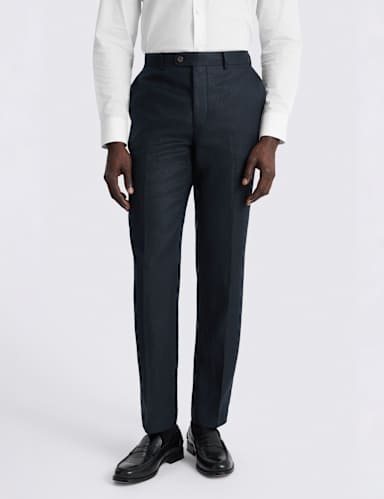 Slim Fit Pure Linen Twill Suit Trousers.
