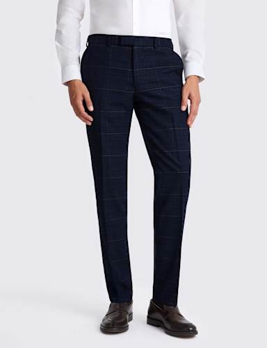 Slim Fit Check Suit Trousers.