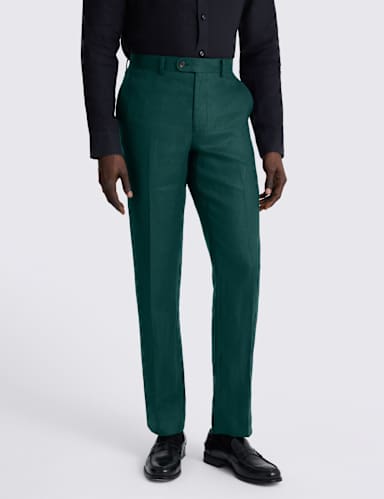 Slim Fit Pure Linen Twill Trousers.