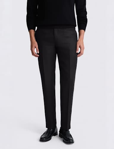 Tailored Fit Pure Linen Twill Suit Trousers.