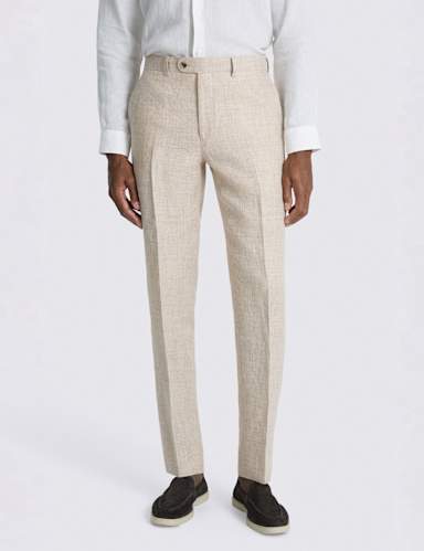 Slim Fit Pure Linen Suit Trousers.