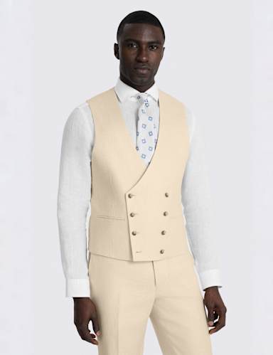 Tailored Fit Pure Linen Twill Waistcoat.