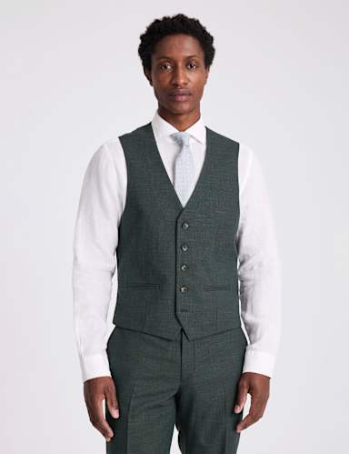Slim Fit Wool Rich Puppytooth Waistcoat.