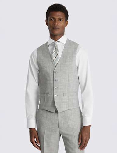 Slim Fit Wool Blend Marl Waistcoat.