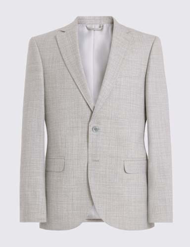 Slim Fit Wool Blend Marl Suit Jacket.