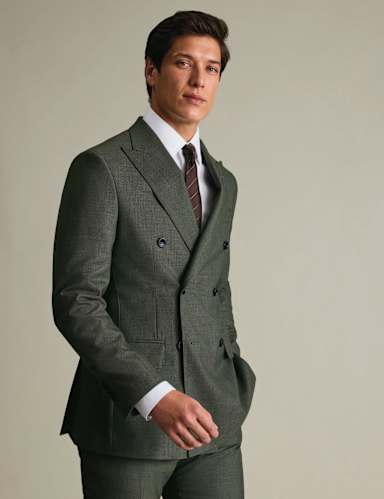 Slim Fit Pure Wool Double Breasted Suit Jacket.