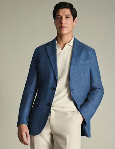 Slim Fit Pure Linen Twill Blazer.