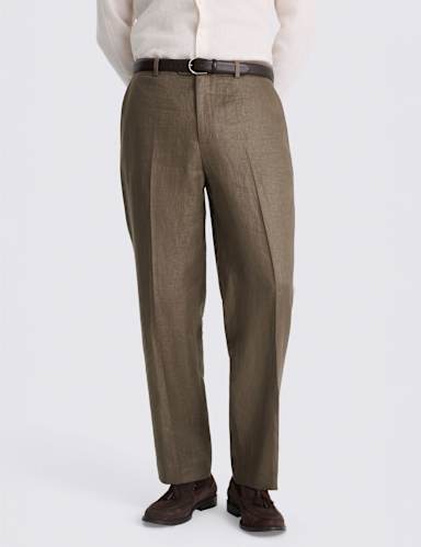 Relaxed Fit Pure Linen Suit Trousers.