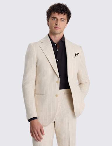 Relaxed Fit Linen Rich Striped Suit Jacket.