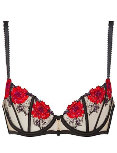 Sheer Floral Wired Balcony Bra (A-D).