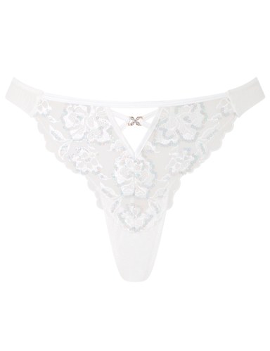 Embroidered Mesh Sequin Embellished Thong.