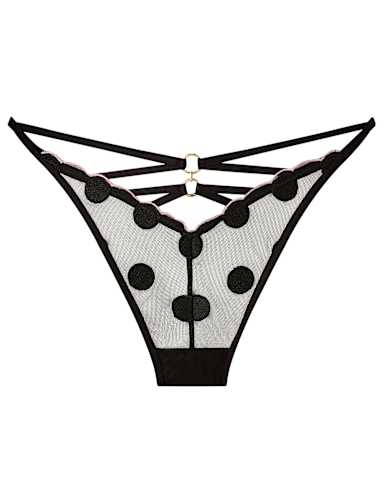 Polka Dot Embroidered Mesh Tanga Thong.