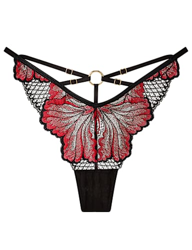 Floral Lace Strapping Detail Tanga Thong.