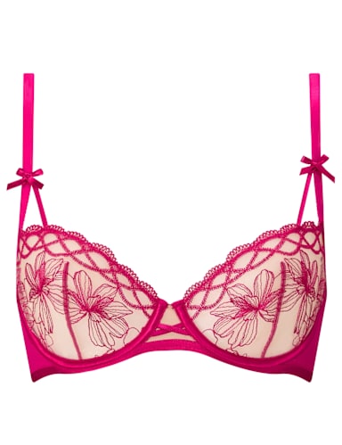 Mesh Embroidered Wired Balcony Bra (A-G).