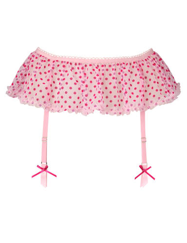 Polka Dot Embroidered Mesh Frill Suspender.
