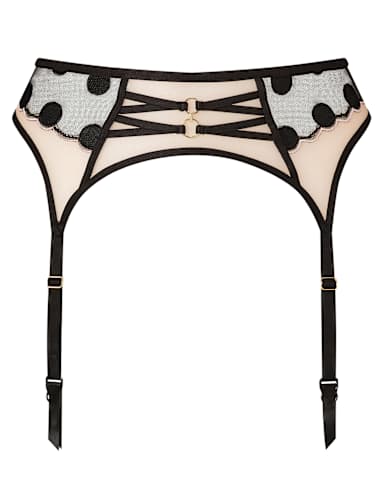 Polka Dot Embroidered Mesh Waspie Suspender.