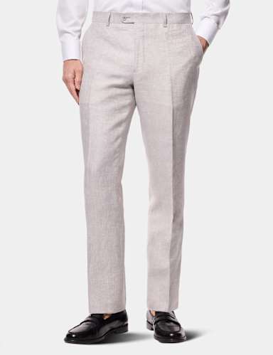 Tailored Fit Pure Linen Single Pleat Trousers.