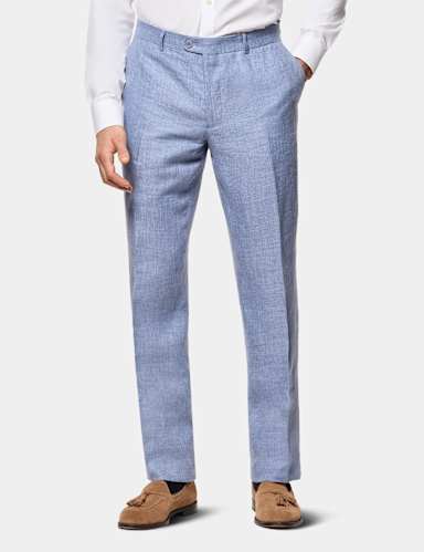 Slim Fit Pure Linen Single Pleat Trousers.
